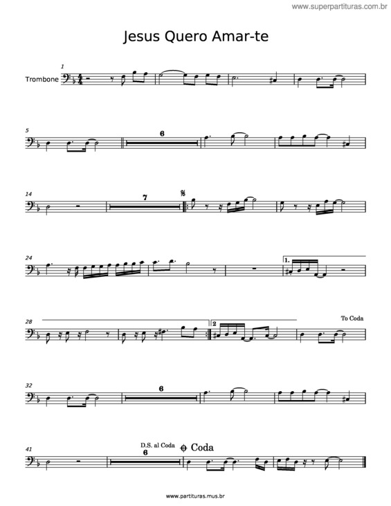 Partitura da música Jesus Quero Amar-Te