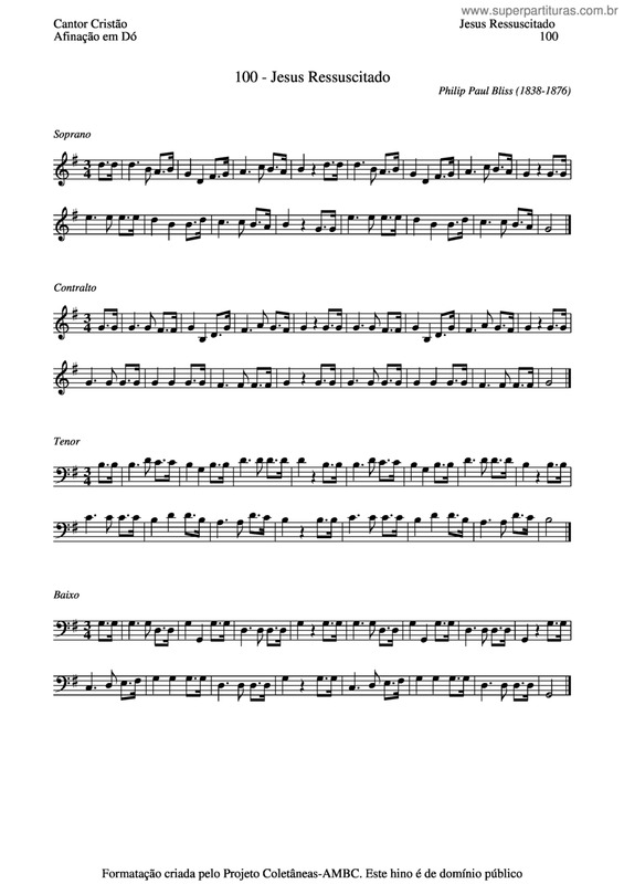 Partitura da música Jesus Ressuscitado v.2