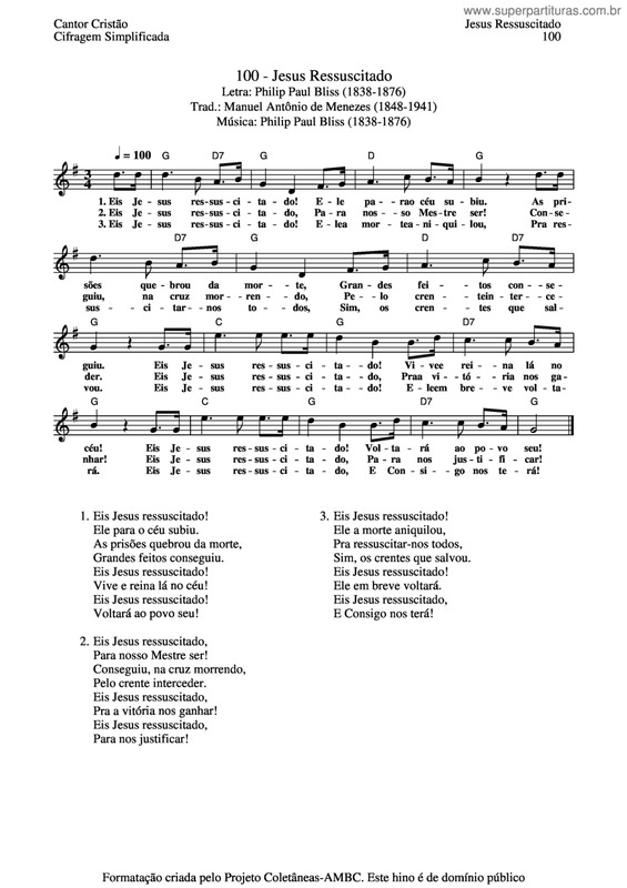 Partitura da música Jesus Ressuscitado