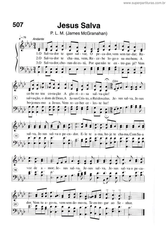 Partitura da música Jesus Salva