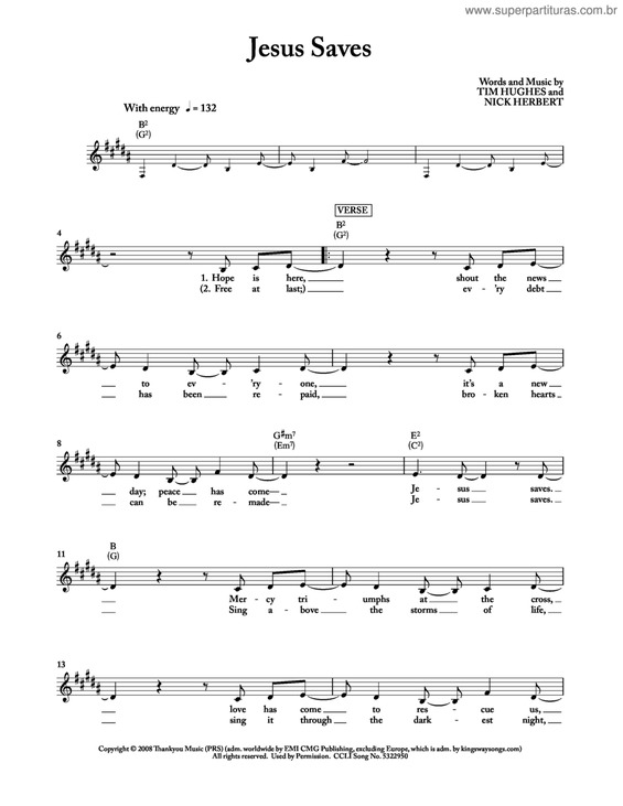 Partitura da música Jesus Saves