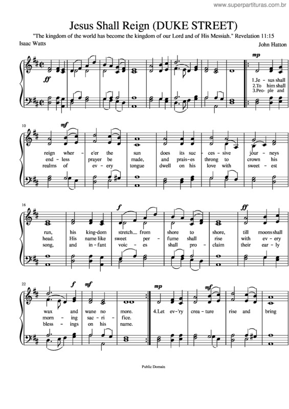 Partitura da música Jesus Shall Reign Duke Street
