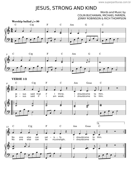 Partitura da música Jesus Strong And Kind – Colin Buchanan And Cityalight