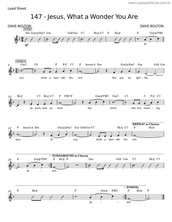 Partitura da música Jesus Sweet Jesus What A Wonder You Are – Misc Praise Songs