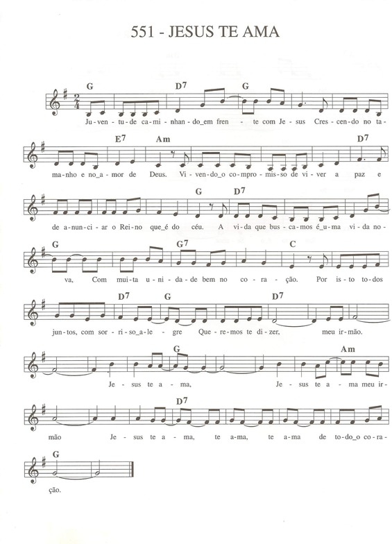 Partitura da música Jesus te Ama