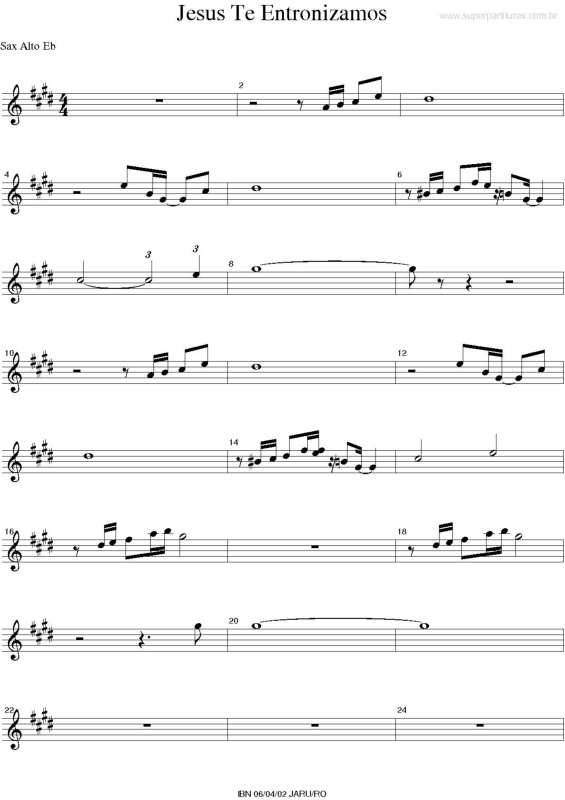 Partitura da música Jesus Te Entronizamos