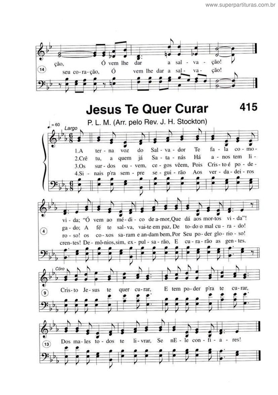 Partitura da música Jesus Te Quer Curar