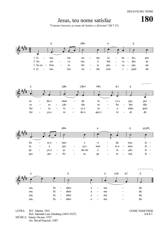 Partitura da música Jesus Teu Nome Satisfaz