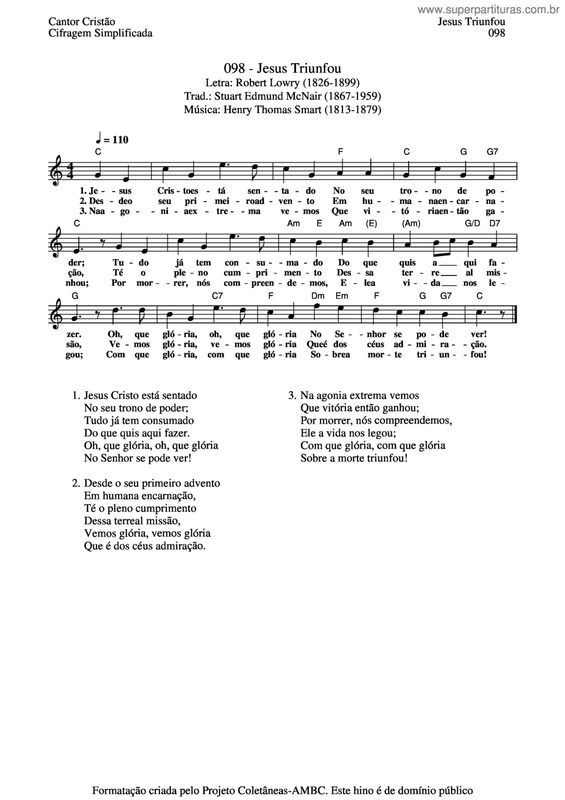 Partitura da música Jesus Triunfou