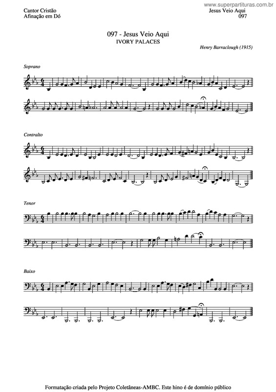 Partitura da música Jesus Veio Aqui v.2