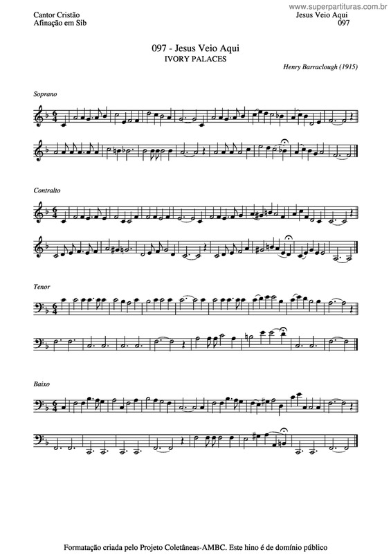 Partitura da música Jesus Veio Aqui v.3