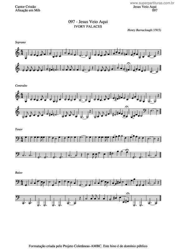 Partitura da música Jesus Veio Aqui v.4