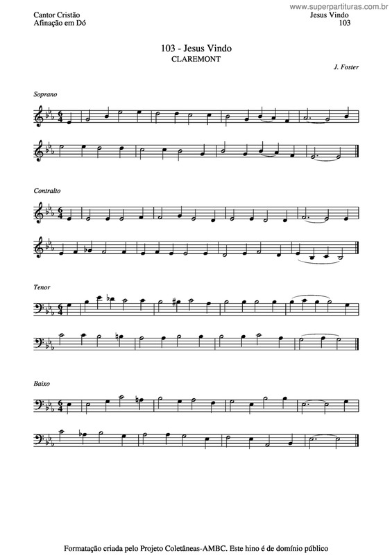 Partitura da música Jesus Vindo v.2