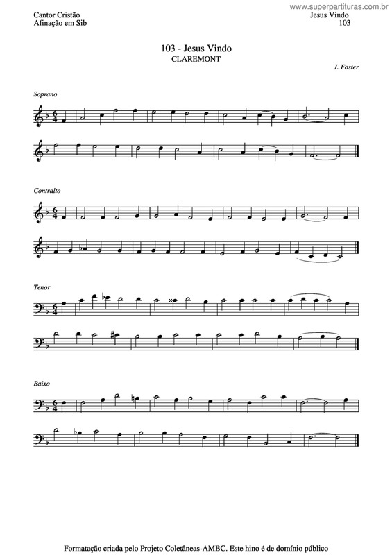 Partitura da música Jesus Vindo v.3