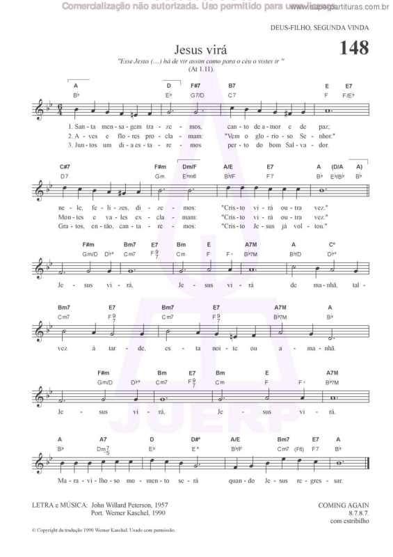 Partitura da música Jesus Virá - 148 HCC