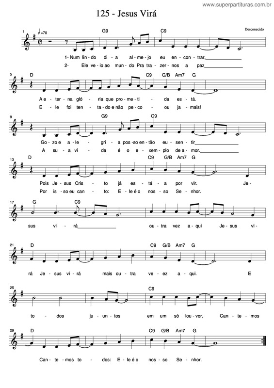 Partitura da música Jesus Virá v.2