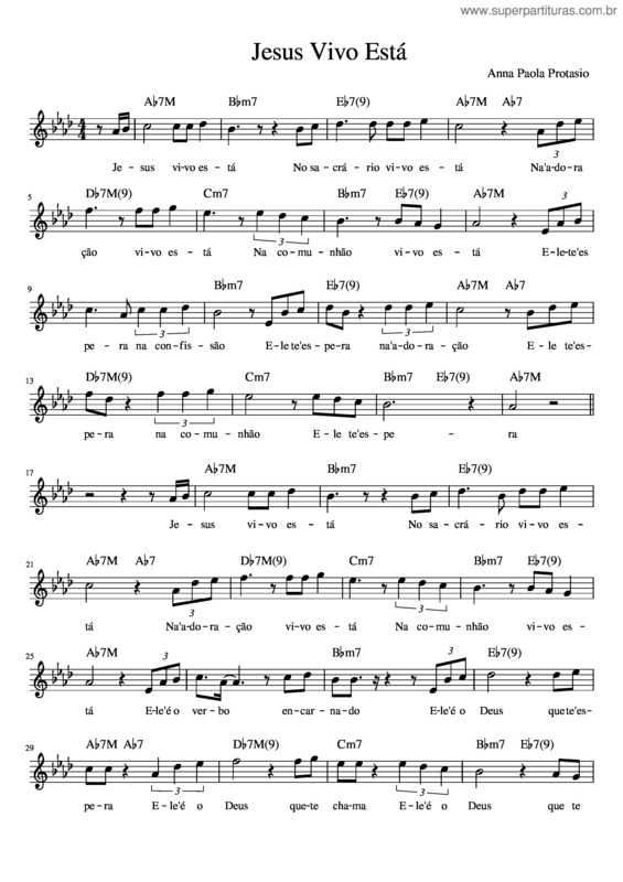 Partitura da música Jesus Vivo Está – João Ribeiro94