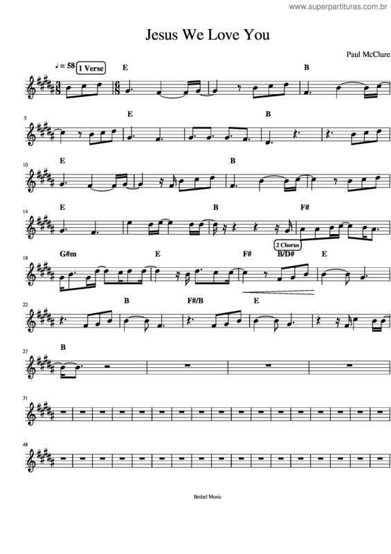 Partitura da música Jesus We Love You Projecto Ii