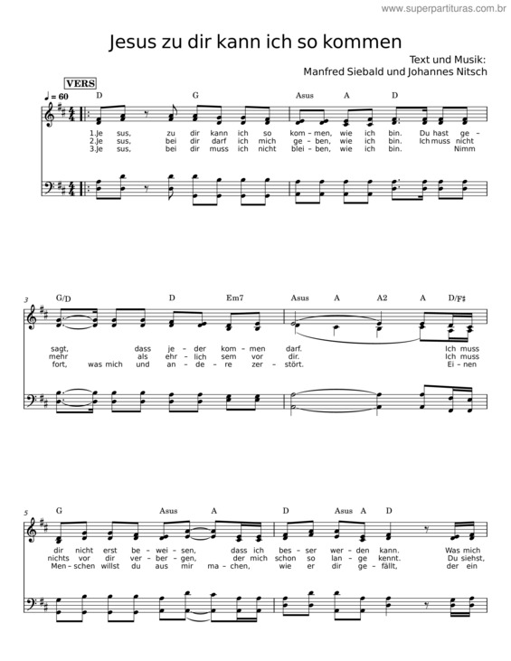 Partitura da música Jesus Zu Dir Kann Ich So Kommen – Manfred Siebald