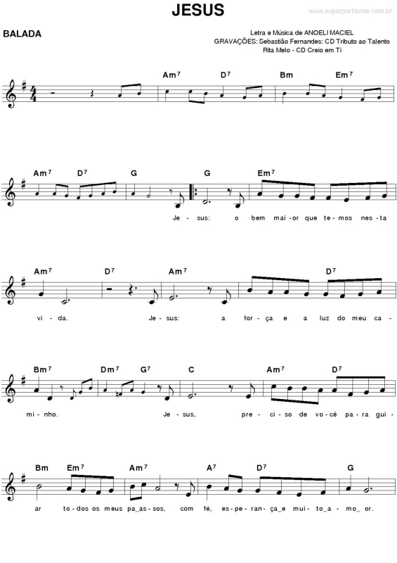 Partitura da música Jesus