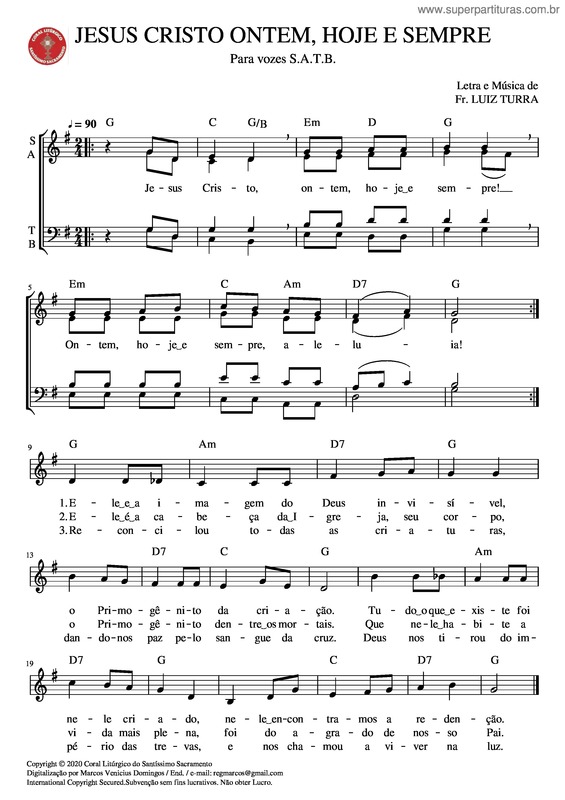 Partitura da música Jesus_Cristo_Ontem,_Hoje_E_Sempre