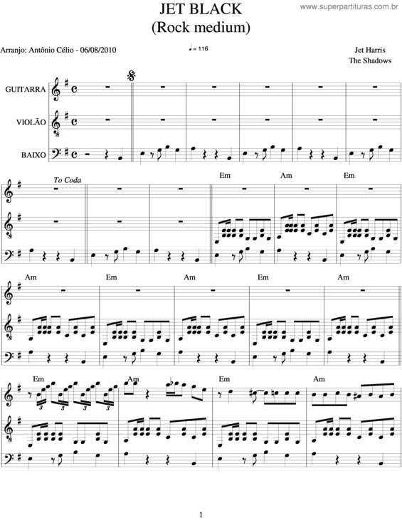 Partitura da música Jet Black