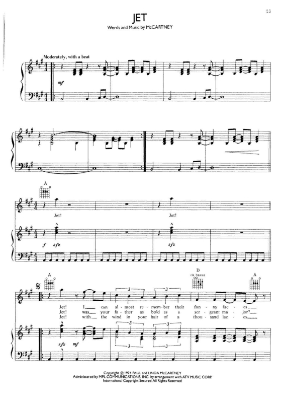 Partitura da música Jet