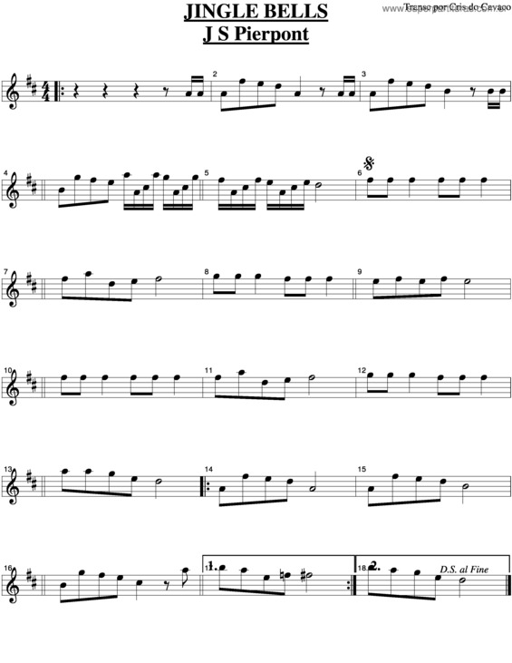 Partitura da música Jigle Bells