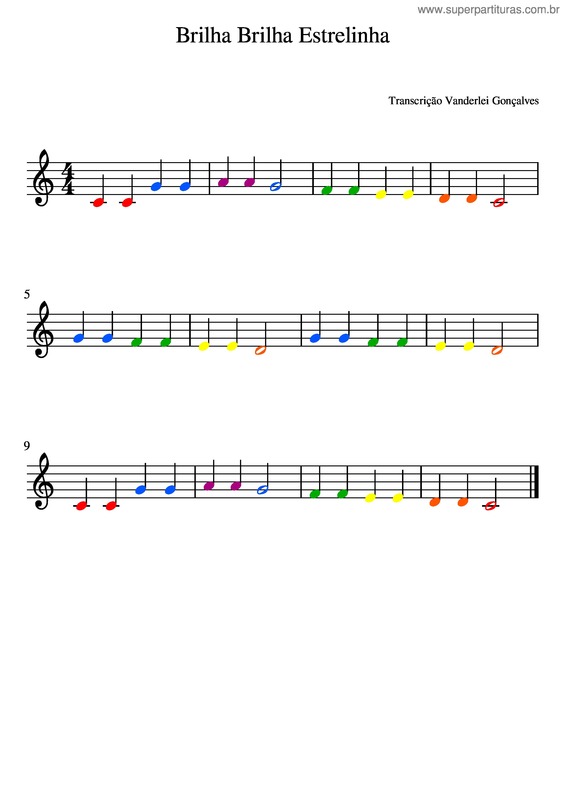 Partitura da música Jingle Bells – Dominio Público Brilha Brilha Estrelinha Color