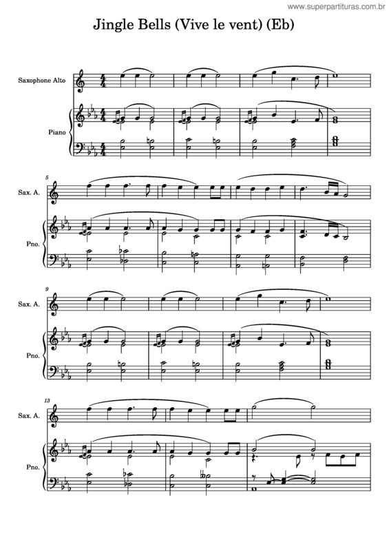 Partitura da música Jingle Bells – Vive Le Vent