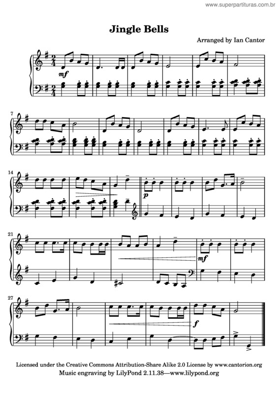 Partitura da música Jingle Bells v.4