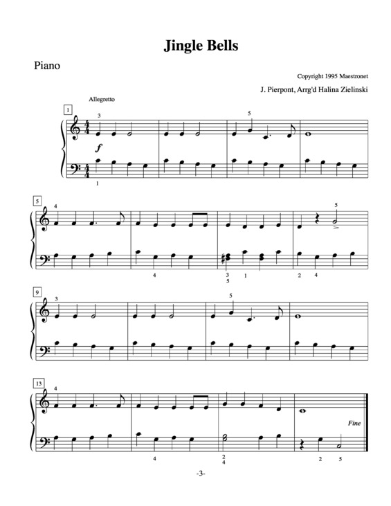 Partitura da música Jingle Bells v.8