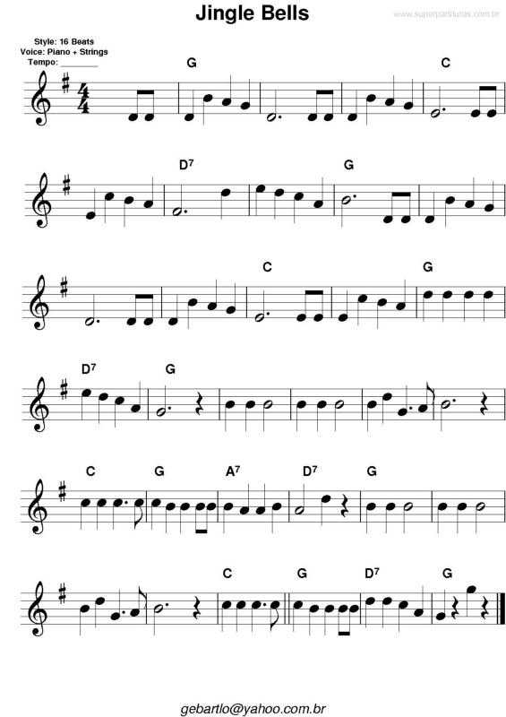 Partitura da música Jingle Bells