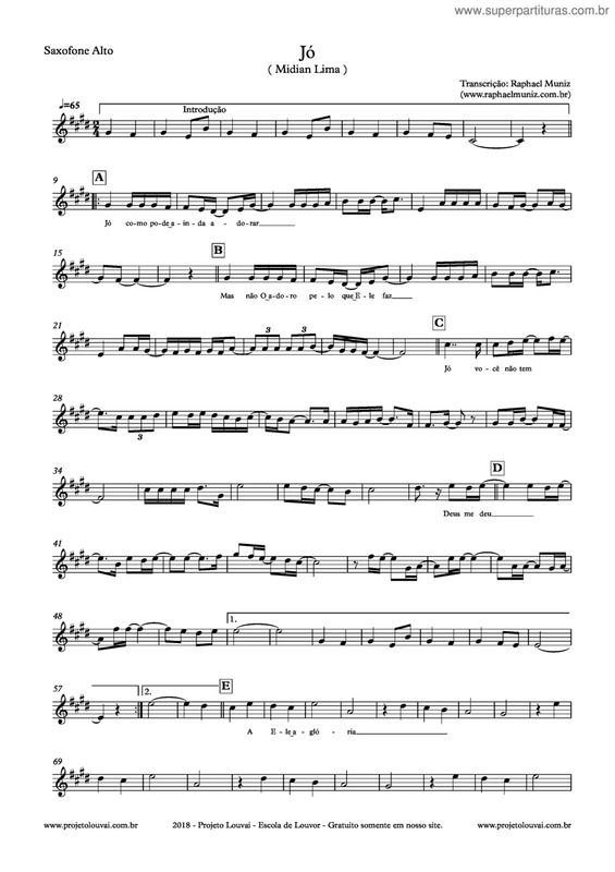 Partitura da música Jó