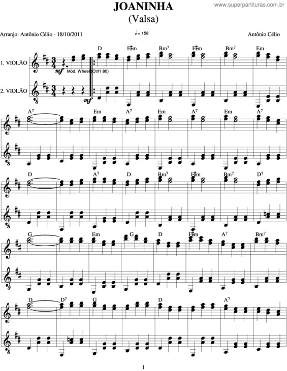 Partitura da música Joaninha v.2