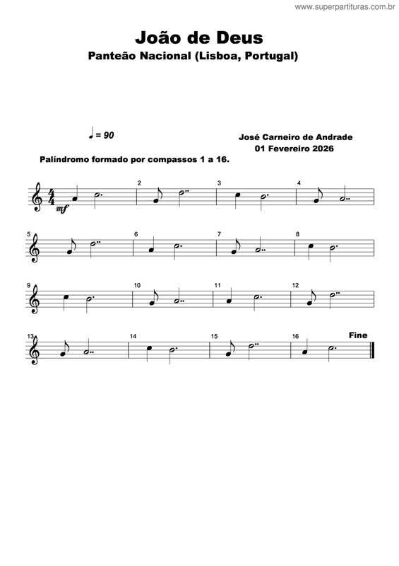 Partitura da música João De Deus