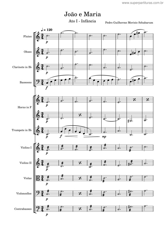 Partitura da música João E Maria – Ato I – Infância