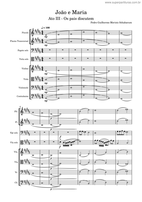 Partitura da música João E Maria – Ato Iii – Os Pais Discutem