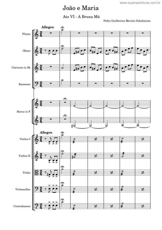 Partitura da música João E Maria – Ato Vi – A Bruxa Má