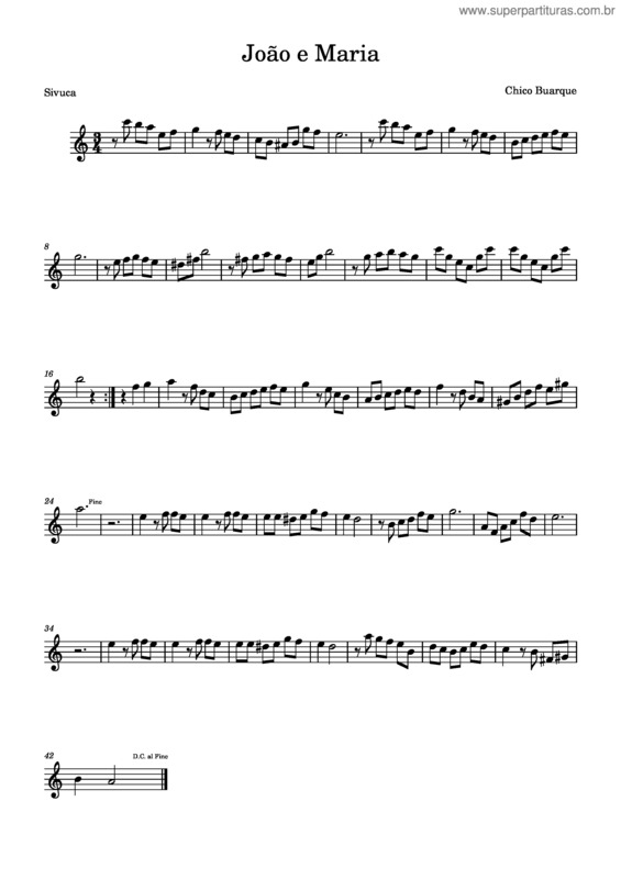 Partitura da música Joao E Maria – Chico Buarque João E Maria – Chico Buarque