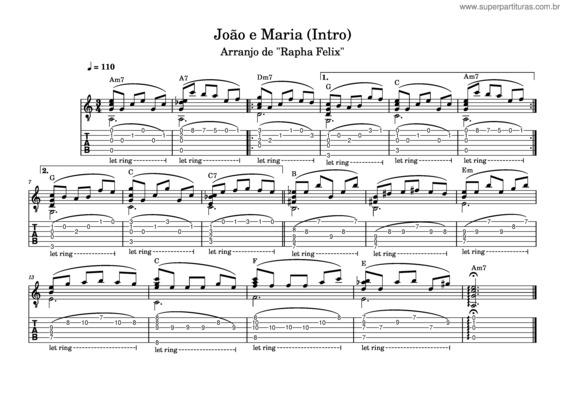 Partitura da música Joao E Maria – Chico Buarque João E Maria