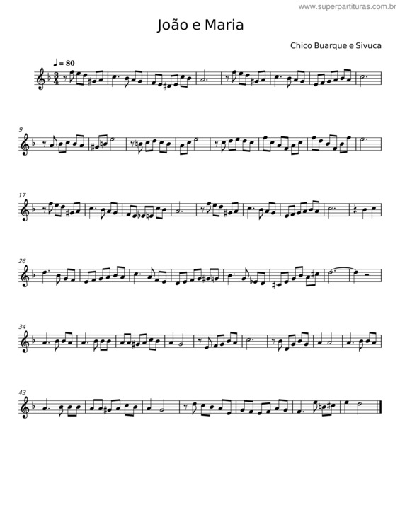 Partitura da música Joao E Maria – Chico Buarque v.10