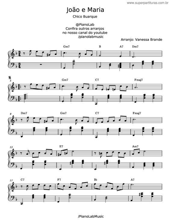 Partitura da música Joao E Maria – Chico Buarque v.3