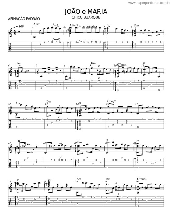 Partitura da música Joao E Maria – Chico Buarque v.5