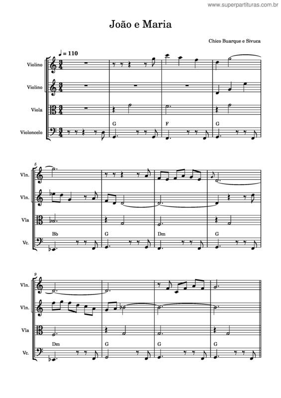 Partitura da música João E Maria – Chico Buarque v.9