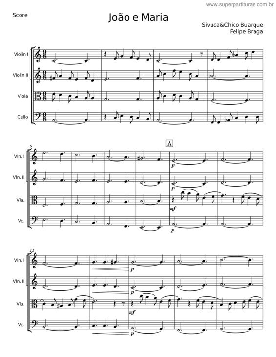 Partitura da música João E Maria – Sivuca