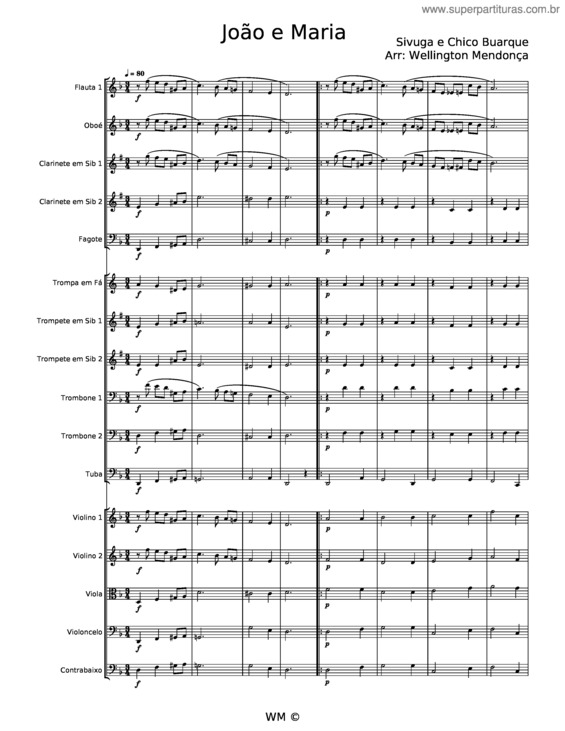 Partitura da música João E Maria – Sivuga;Chico Buarque v.2