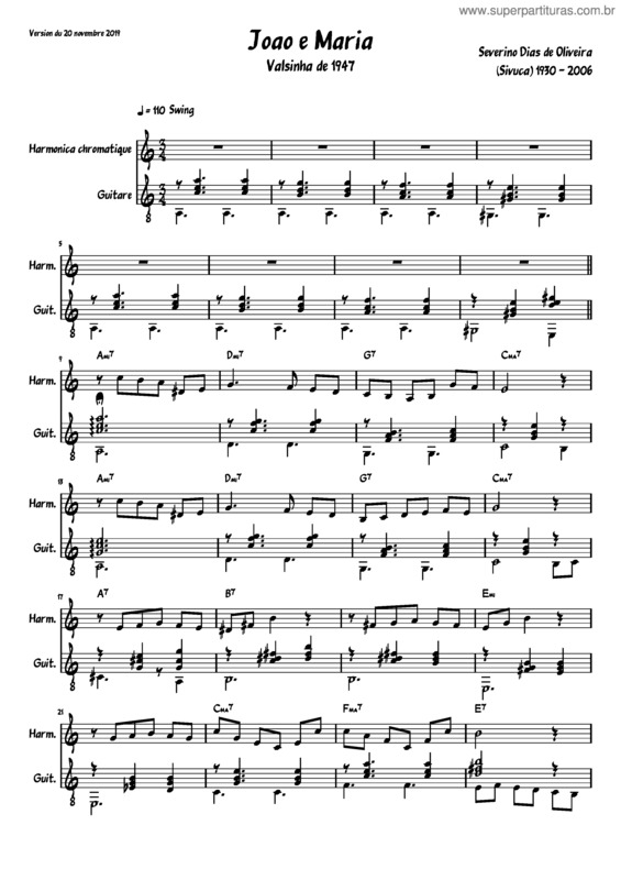 Partitura da música Joao E Maria v.11