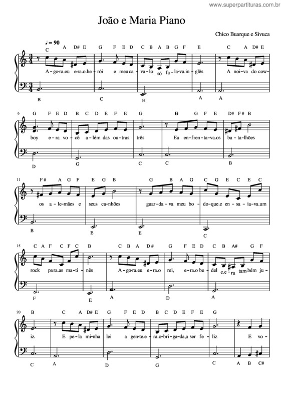 Partitura da música João E Maria v.16