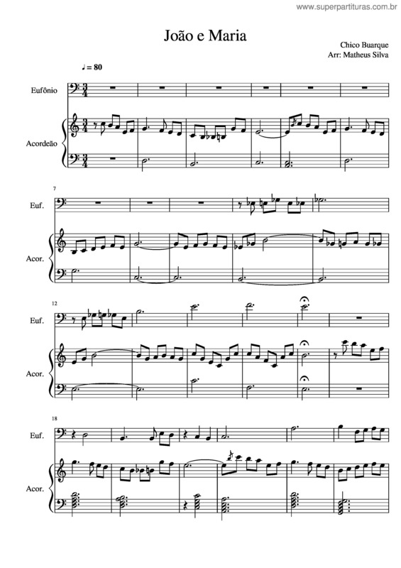 Partitura da música João E Maria v.17